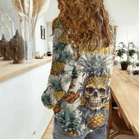 Pineapple Skull Women Casual Shirt Summer Paradise - Wonder Print Shop