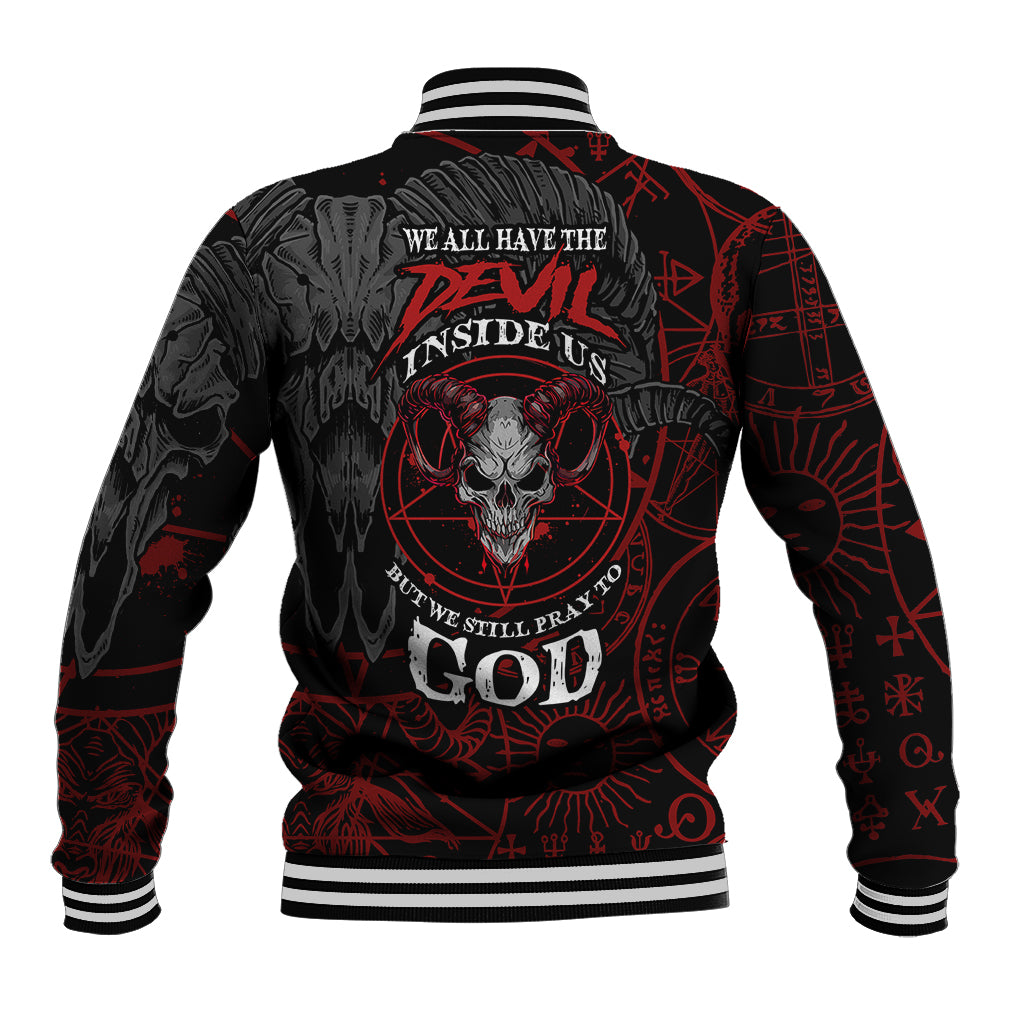 Skull Demon Baseball Jacket We All Have The Devil Inside Us - Wonder Print Shop
