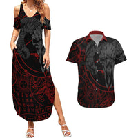 Skull Demon Couples Matching Summer Maxi Dress and Hawaiian Shirt We All Have The Devil Inside Us - Wonder Print Shop