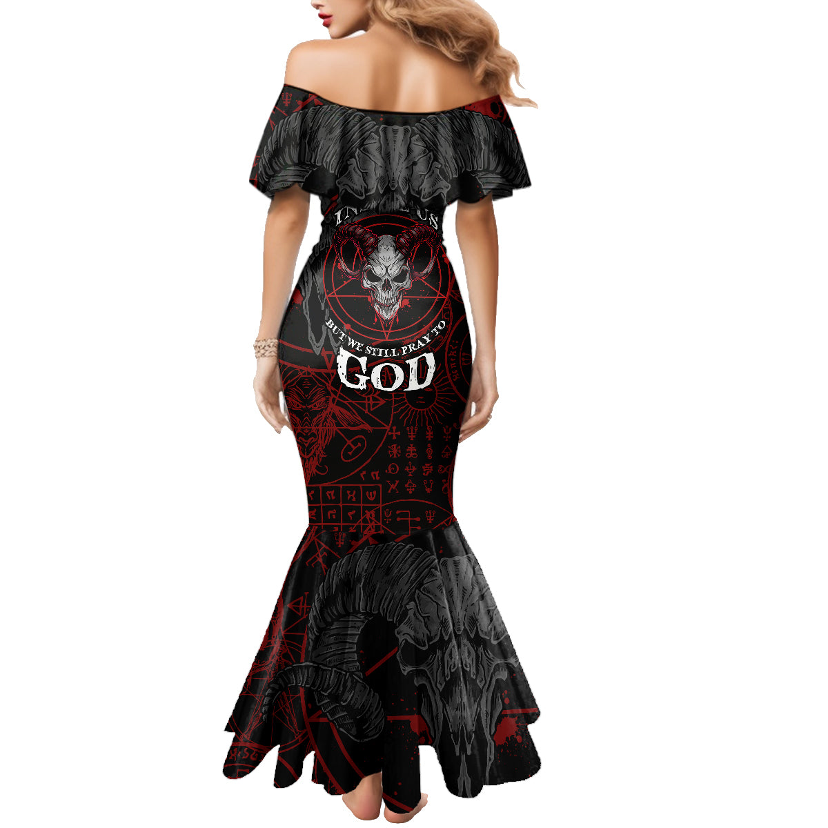 Skull Demon Family Matching Mermaid Dress and Hawaiian Shirt We All Have The Devil Inside Us - Wonder Print Shop