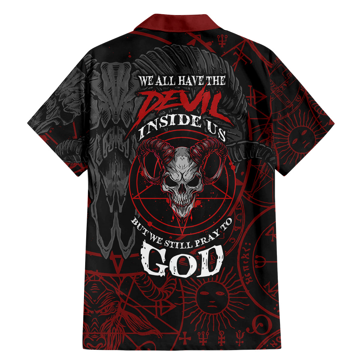 Skull Demon Family Matching Short Sleeve Bodycon Dress and Hawaiian Shirt We All Have The Devil Inside Us - Wonder Print Shop