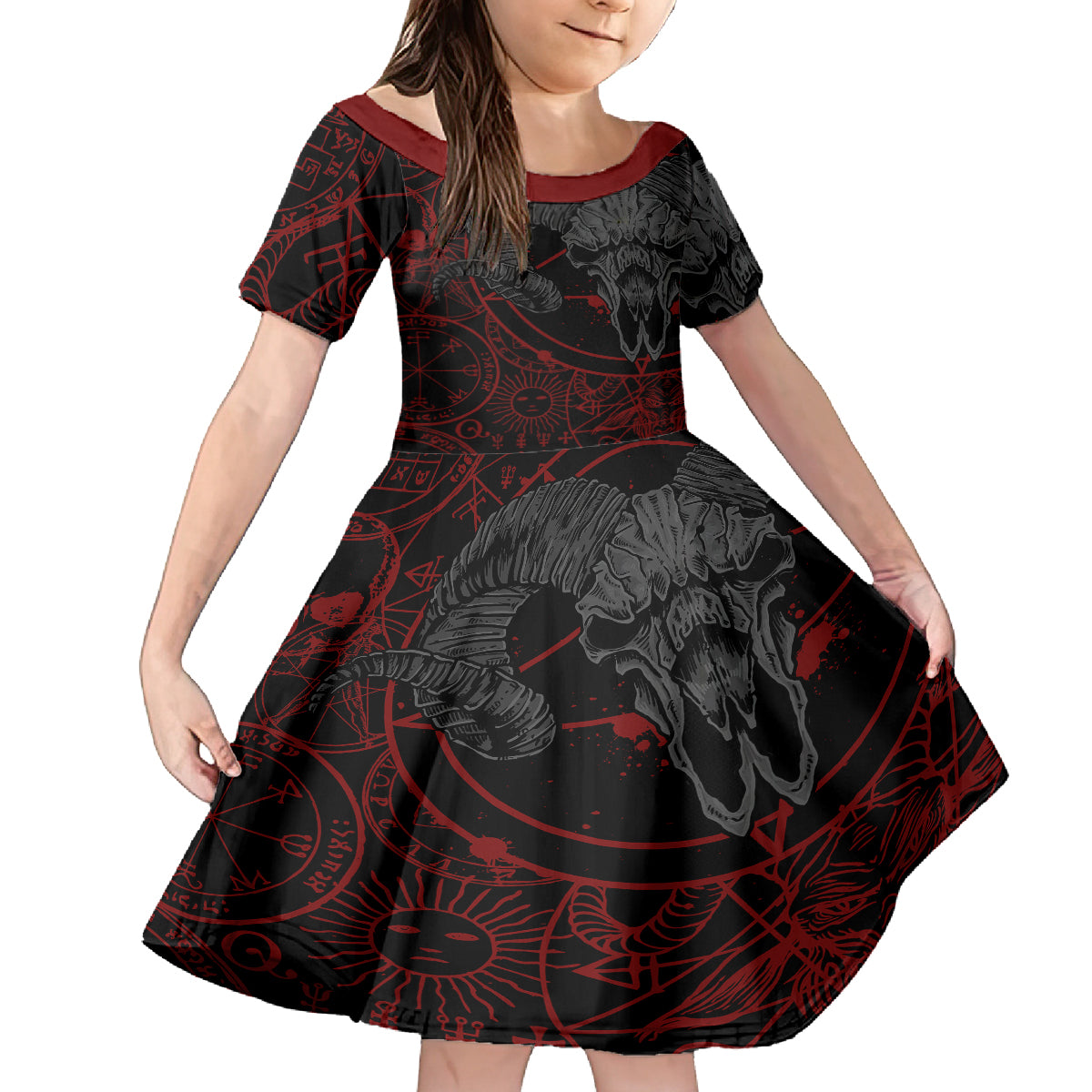 Skull Demon Kid Short Sleeve Dress We All Have The Devil Inside Us - Wonder Print Shop
