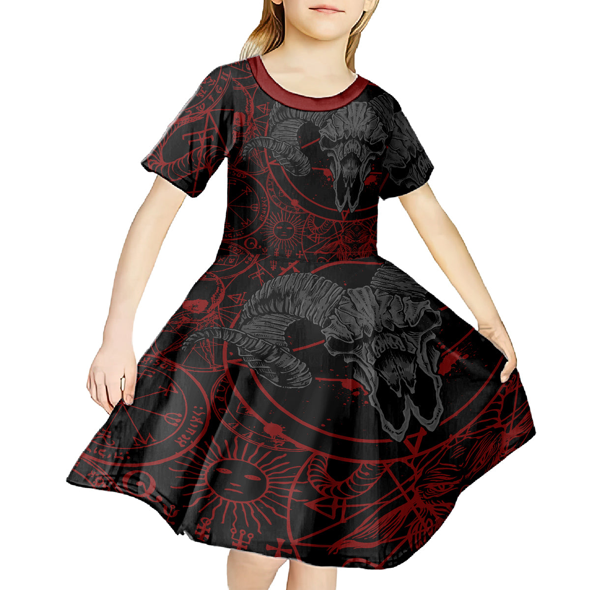 Skull Demon Kid Short Sleeve Dress We All Have The Devil Inside Us - Wonder Print Shop