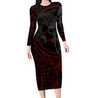 Skull Demon Long Sleeve Bodycon Dress We All Have The Devil Inside Us - Wonder Print Shop