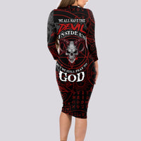 Skull Demon Long Sleeve Bodycon Dress We All Have The Devil Inside Us - Wonder Print Shop