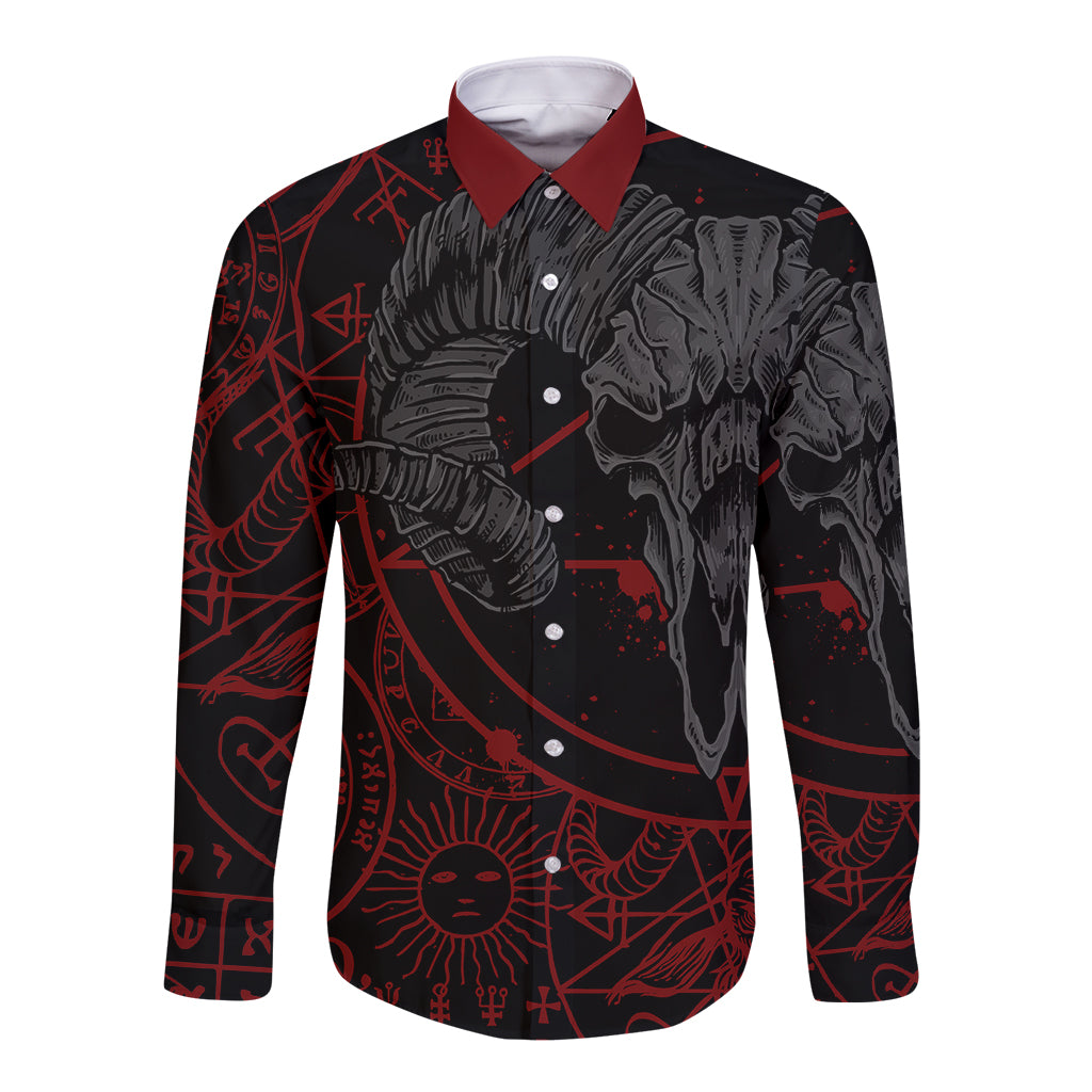 Skull Demon Long Sleeve Button Shirt We All Have The Devil Inside Us - Wonder Print Shop