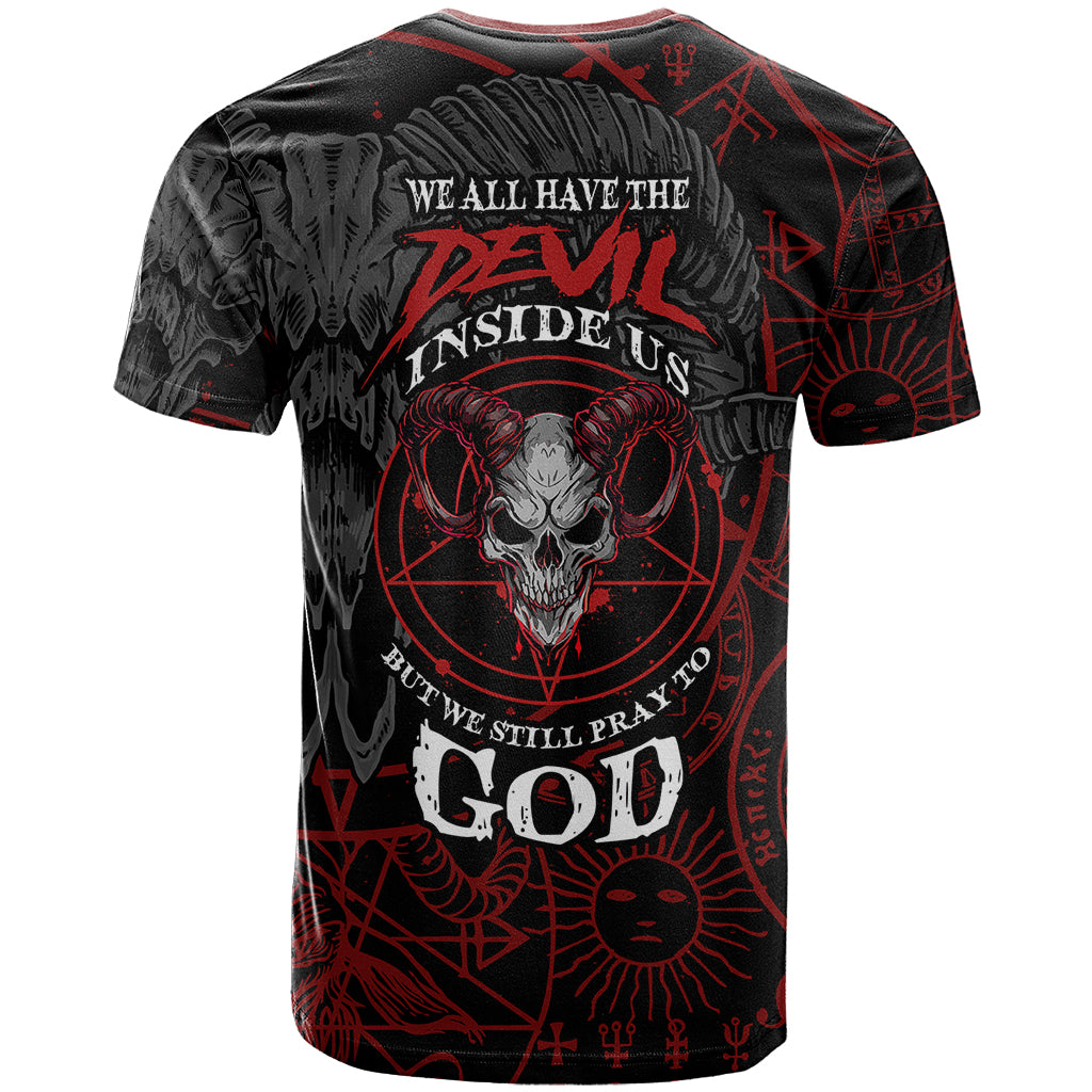 Skull Demon T Shirt We All Have The Devil Inside Us - Wonder Print Shop