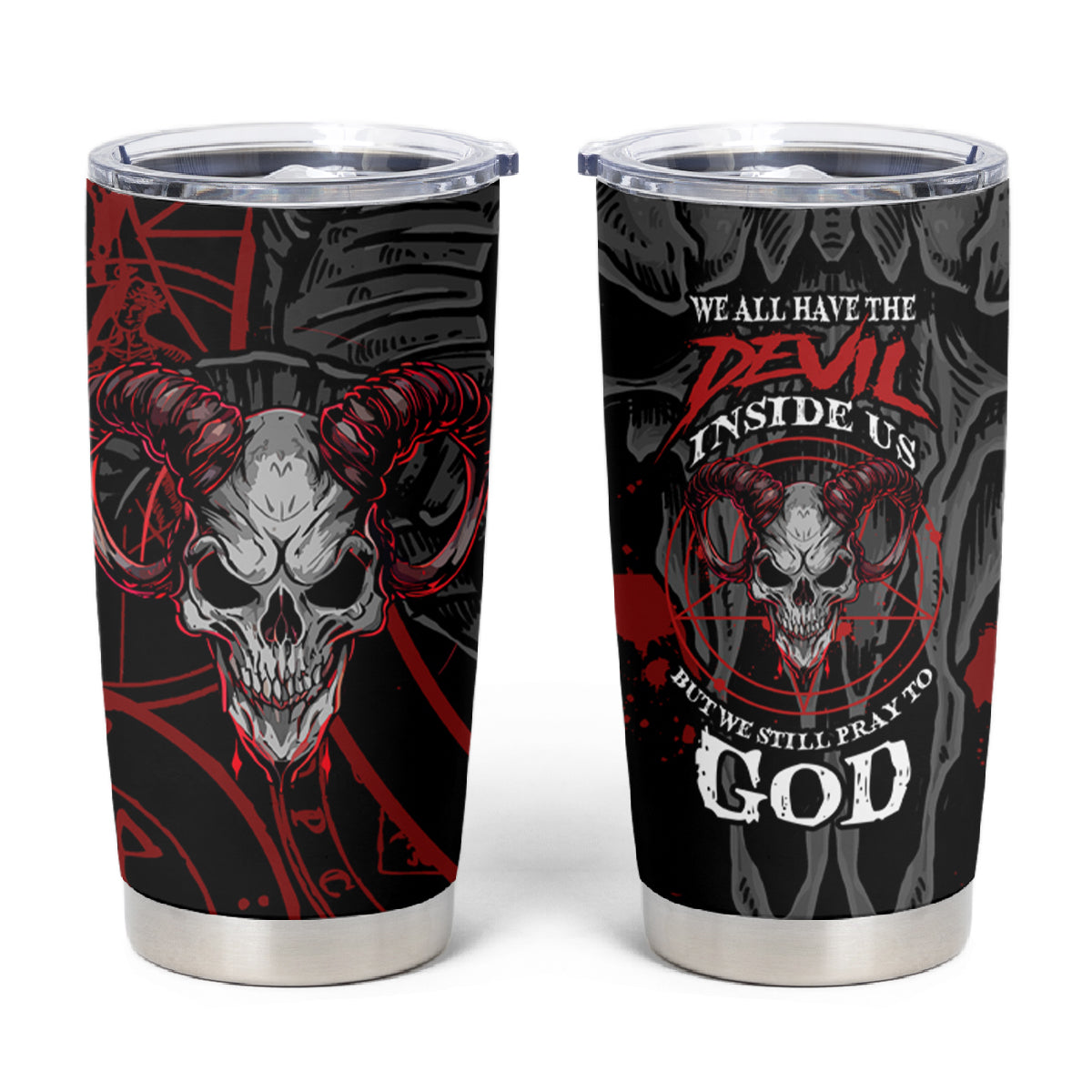 Skull Demon Tumbler Cup We All Have The Devil Inside Us - Wonder Print Shop