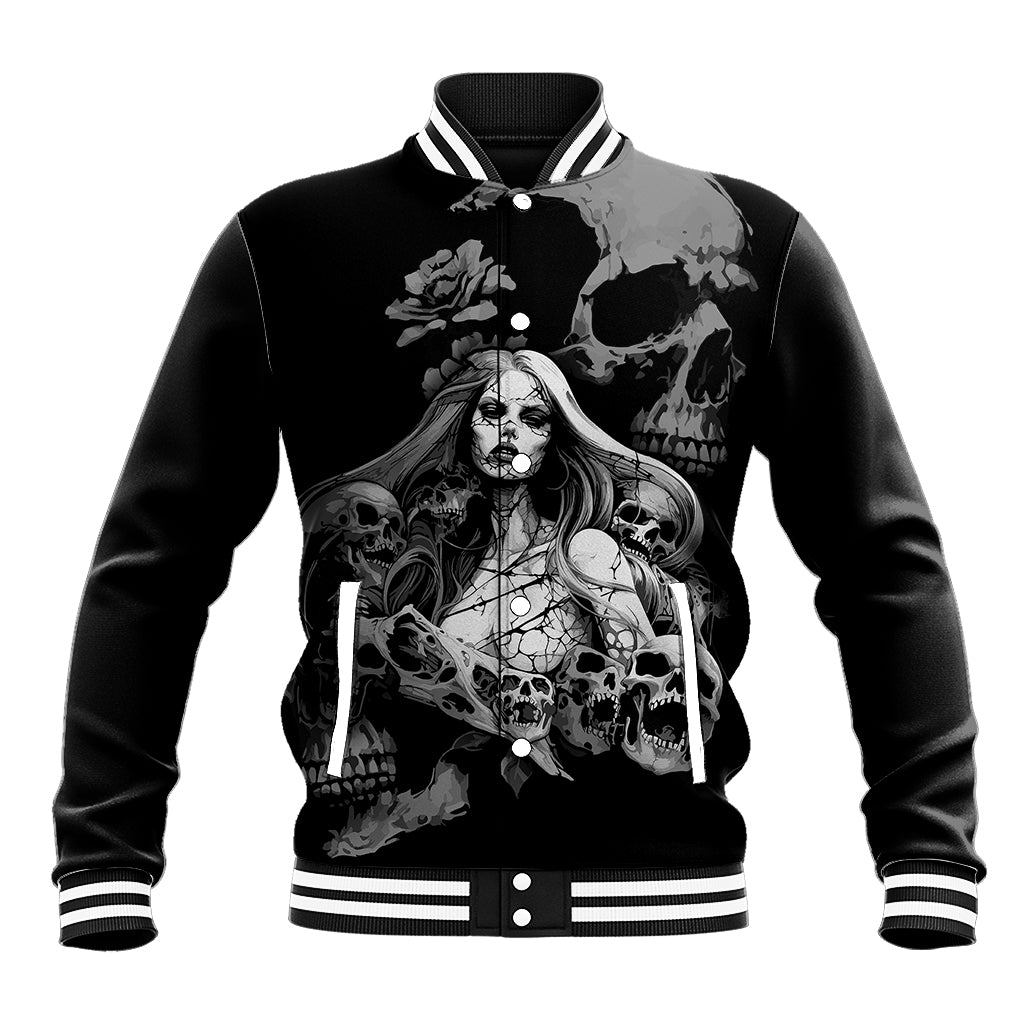 Skeleton Girl Baseball Jacket Yes I'm A Bicth - Not Yours - Wonder Print Shop