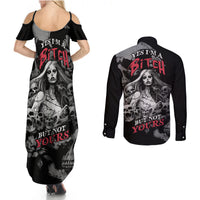 Skeleton Girl Couples Matching Summer Maxi Dress and Long Sleeve Button Shirts Yes I'm A Bicth - Not Yours - Wonder Print Shop