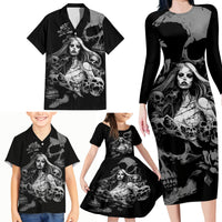 Skeleton Girl Family Matching Long Sleeve Bodycon Dress and Hawaiian Shirt Yes I'm A Bicth - Not Yours - Wonder Print Shop