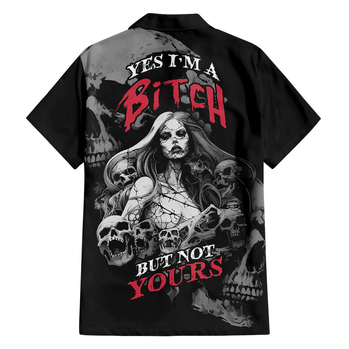 Skeleton Girl Family Matching Long Sleeve Bodycon Dress and Hawaiian Shirt Yes I'm A Bicth - Not Yours - Wonder Print Shop