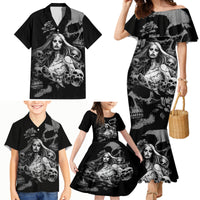 Skeleton Girl Family Matching Mermaid Dress and Hawaiian Shirt Yes I'm A Bicth - Not Yours - Wonder Print Shop