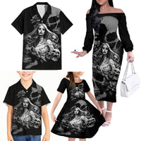 Skeleton Girl Family Matching Off Shoulder Long Sleeve Dress and Hawaiian Shirt Yes I'm A Bicth - Not Yours - Wonder Print Shop