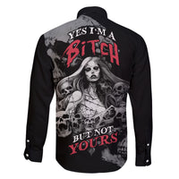 Skeleton Girl Family Matching Off Shoulder Long Sleeve Dress and Hawaiian Shirt Yes I'm A Bicth - Not Yours - Wonder Print Shop