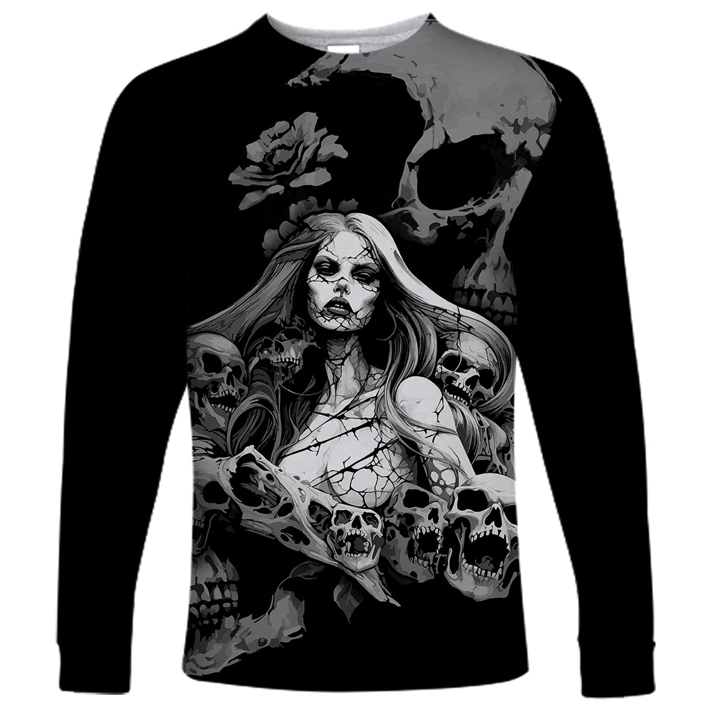 Skeleton Girl Long Sleeve Shirt Yes I'm A Bicth - Not Yours - Wonder Print Shop