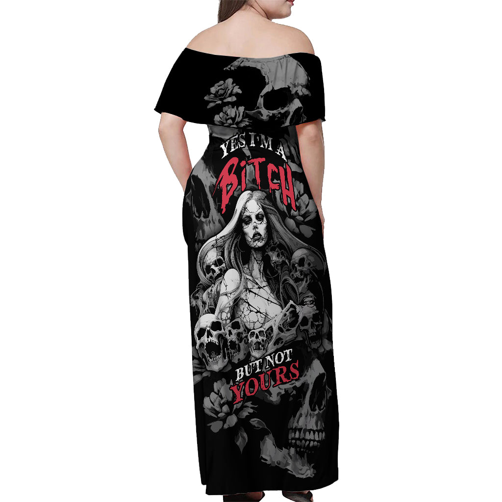 Skeleton Girl Off Shoulder Maxi Dress Yes I'm A Bicth - Not Yours - Wonder Print Shop