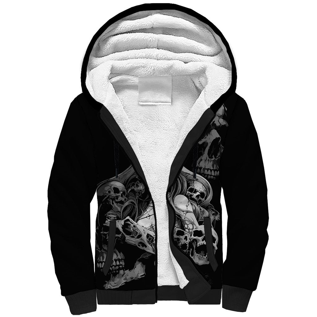 Skeleton Girl Sherpa Hoodie Yes I'm A Bicth - Not Yours - Wonder Print Shop