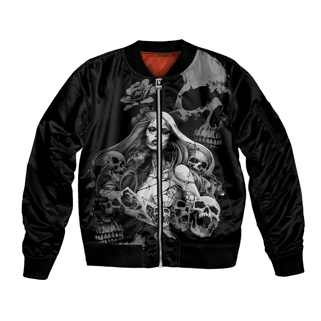 Skeleton Girl Sleeve Zip Bomber Jacket Yes I'm A Bicth - Not Yours - Wonder Print Shop