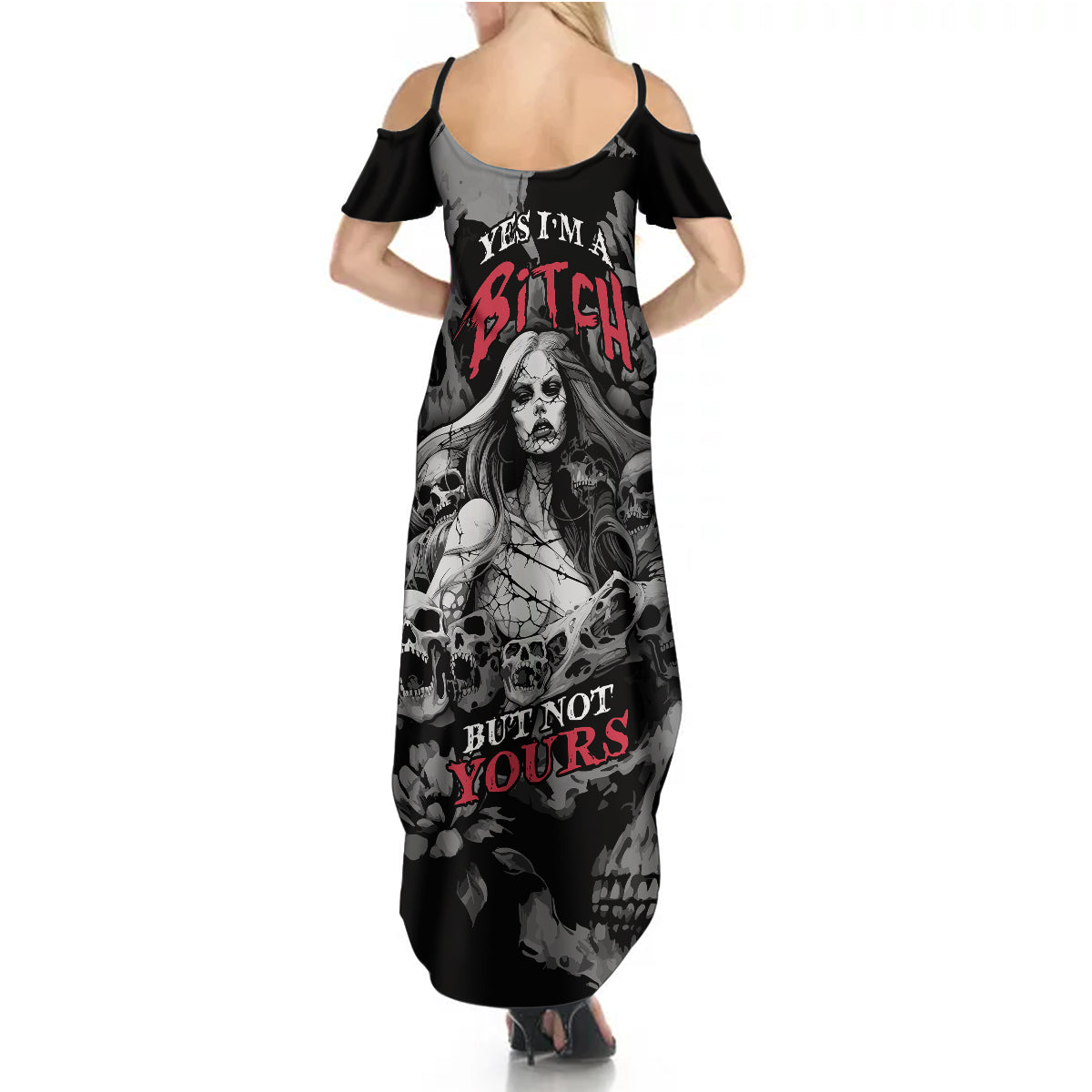Skeleton Girl Summer Maxi Dress Yes I'm A Bicth - Not Yours - Wonder Print Shop