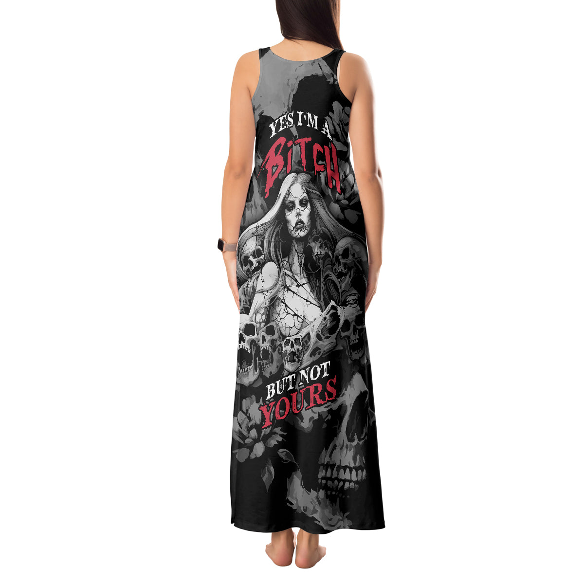 Skeleton Girl Tank Maxi Dress Yes I'm A Bicth - Not Yours - Wonder Print Shop