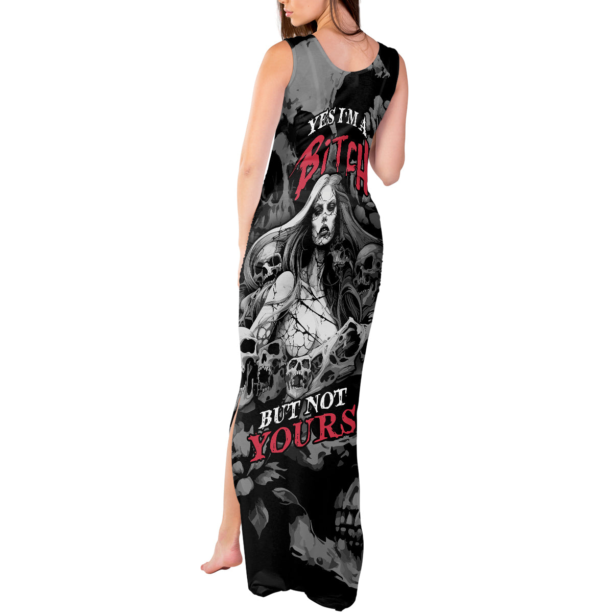 Skeleton Girl Tank Maxi Dress Yes I'm A Bicth - Not Yours - Wonder Print Shop