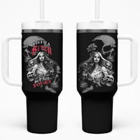 Skeleton Girl Tumbler With Handle Yes I'm A Bicth - Not Yours - Wonder Print Shop