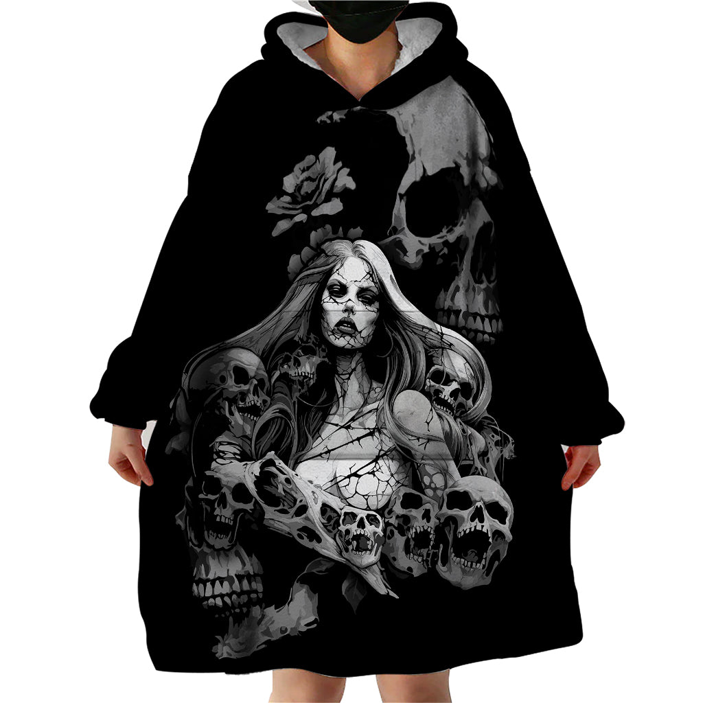 Skeleton Girl Wearable Blanket Hoodie Yes I'm A Bicth - Not Yours - Wonder Print Shop