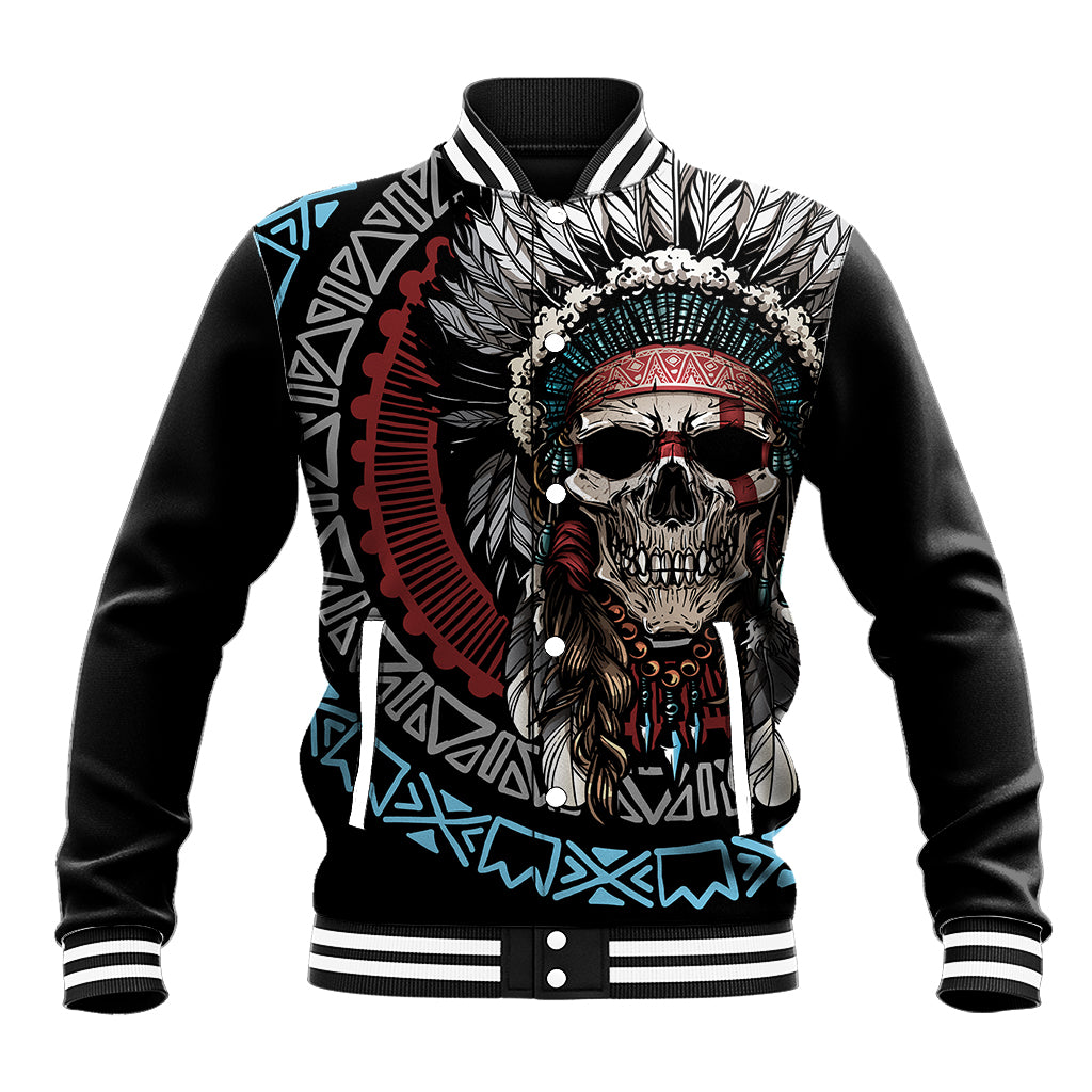 Native American Skull Baseball Jacket American History Begins With Native History - Wonder Print Shop