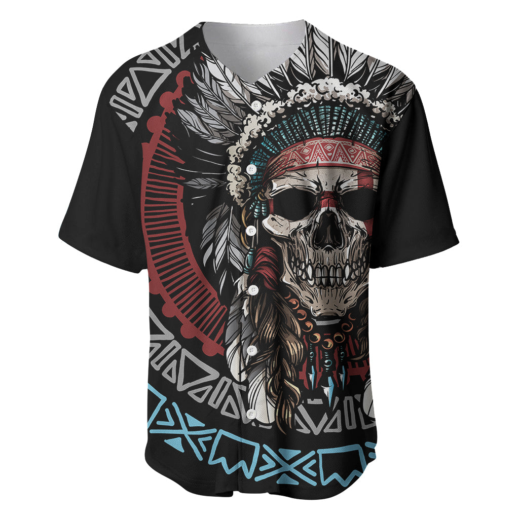 Native American Skull Baseball Jersey American History Begins With Native History - Wonder Print Shop
