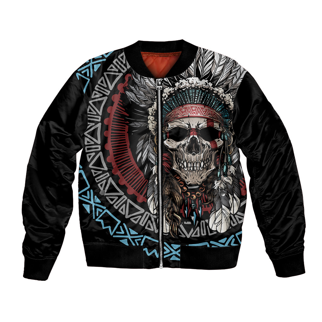 Native American Skull Bomber Jacket American History Begins With Native History - Wonder Print Shop