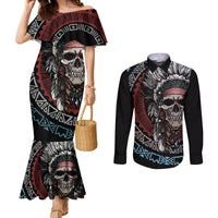 native-american-skull-couples-matching-mermaid-dress-and-long-sleeve-button-shirts-american-history-begins-with-native-history