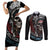 Native American Skull Couples Matching Short Sleeve Bodycon Dress and Long Sleeve Button Shirts American History Begins With Native History - Wonder Print Shop