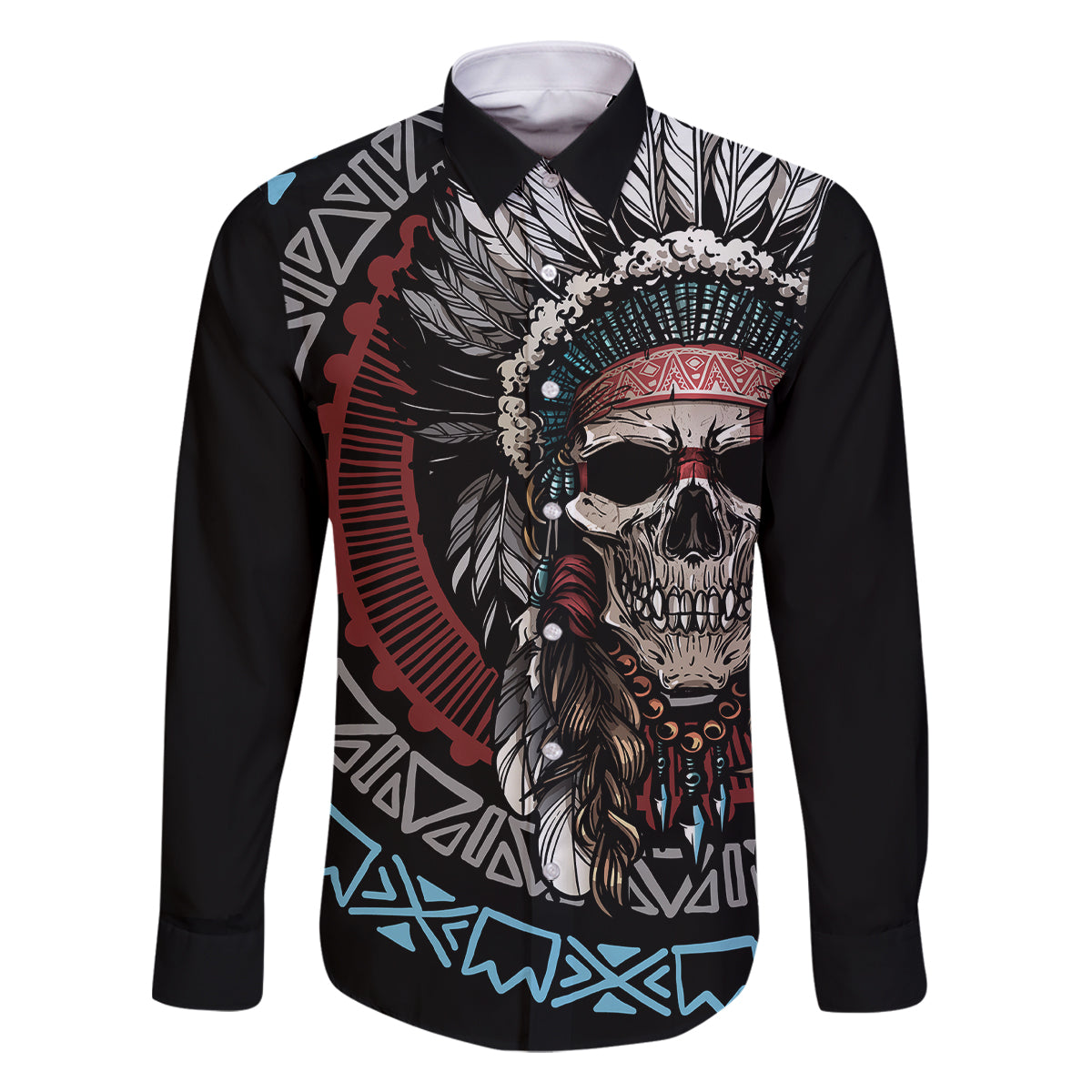 Native American Skull Family Matching Off Shoulder Maxi Dress and Hawaiian Shirt American History Begins With Native History - Wonder Print Shop