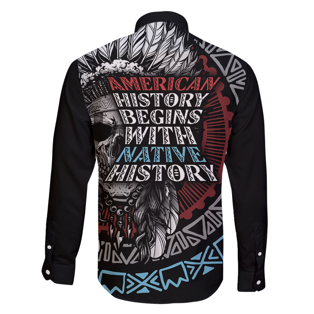 Native American Skull Family Matching Off Shoulder Maxi Dress and Hawaiian Shirt American History Begins With Native History - Wonder Print Shop