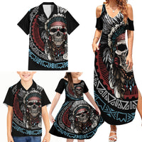Native American Skull Family Matching Summer Maxi Dress and Hawaiian Shirt American History Begins With Native History - Wonder Print Shop