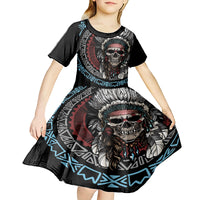 Native American Skull Kid Short Sleeve Dress American History Begins With Native History - Wonder Print Shop
