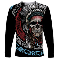 Native American Skull Long Sleeve Shirt American History Begins With Native History - Wonder Print Shop