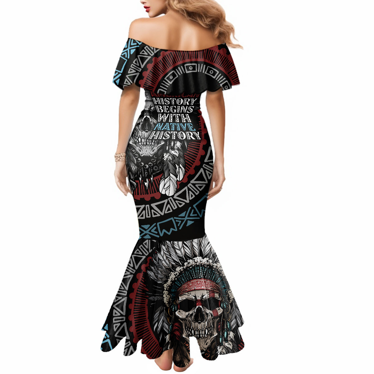 Native American Skull Mermaid Dress American History Begins With Native History - Wonder Print Shop