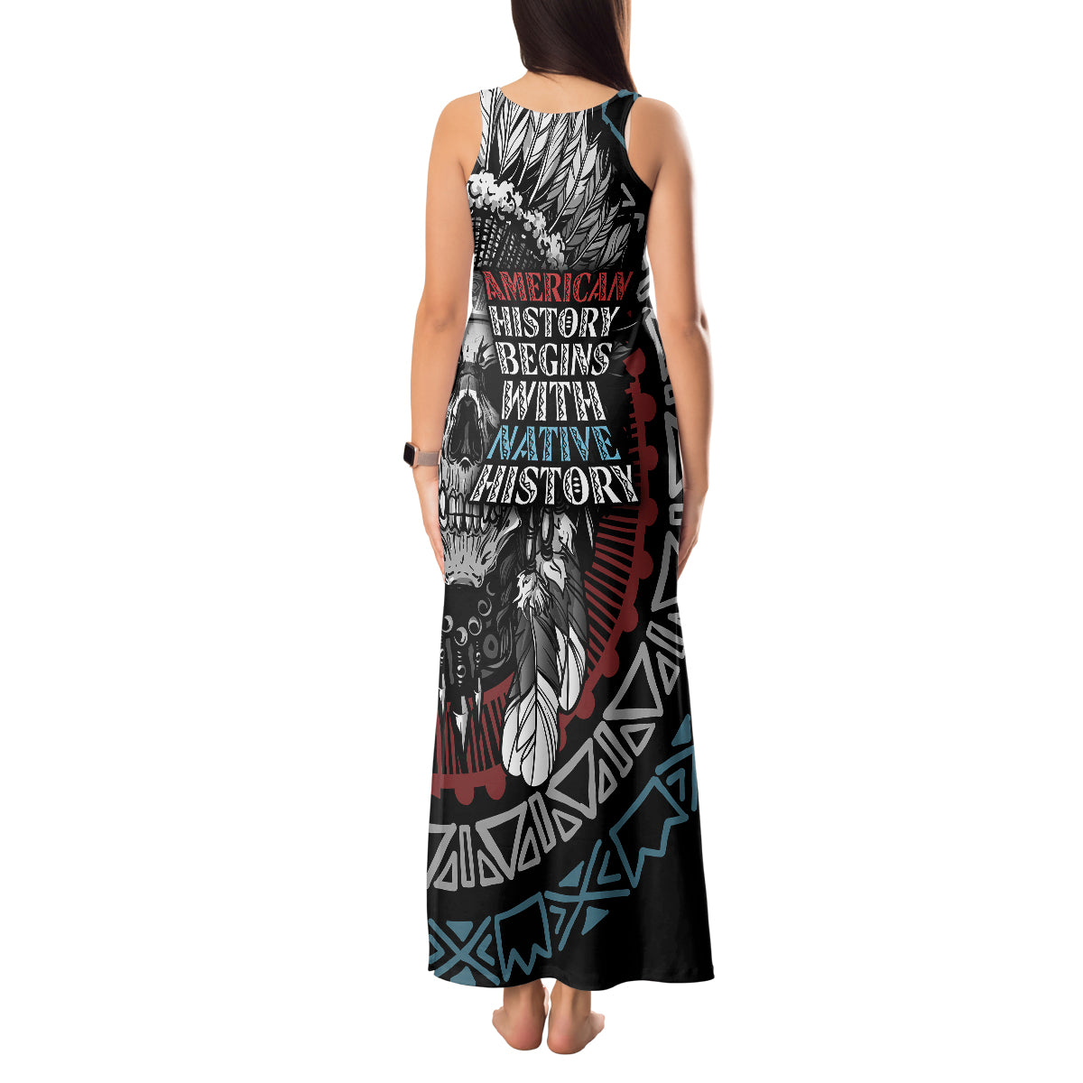 Native American Skull Tank Maxi Dress American History Begins With Native History - Wonder Print Shop
