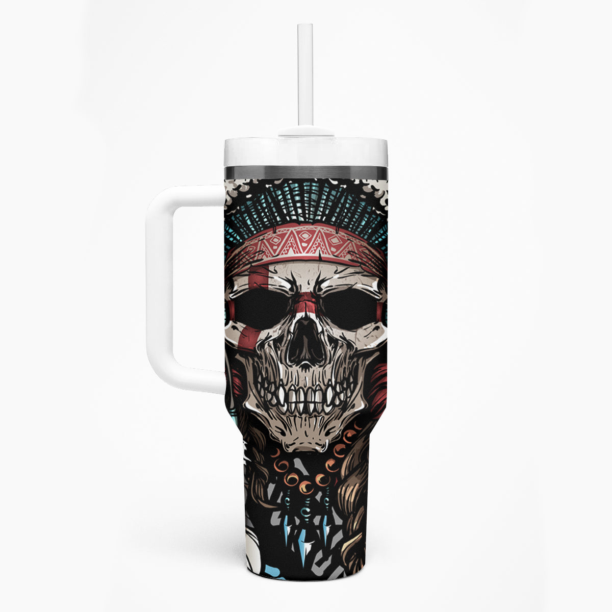 Native American Skull Tumbler With Handle American History Begins With Native History - Wonder Print Shop