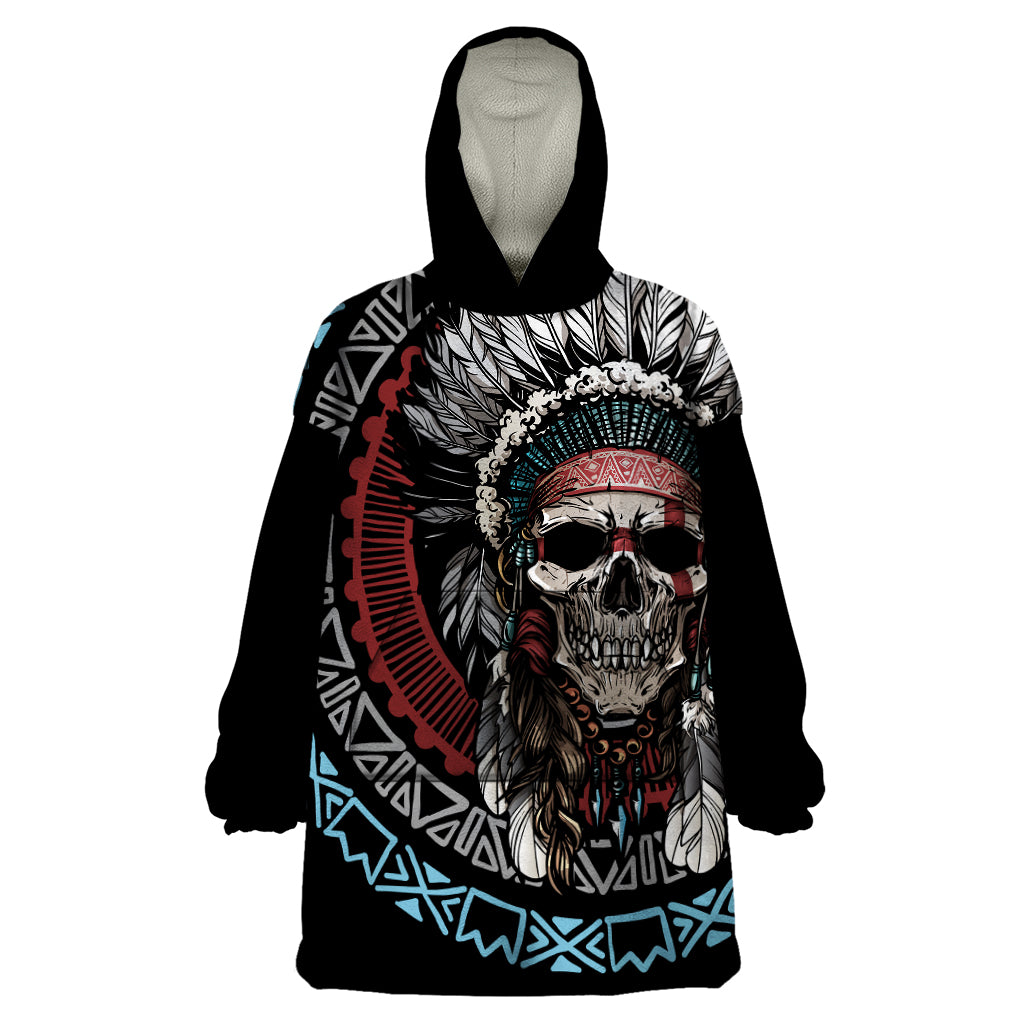 Native American Skull Wearable Blanket Hoodie American History Begins With Native History - Wonder Print Shop