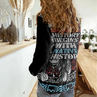 Native American Skull Women Casual Shirt American History Begins With Native History - Wonder Print Shop