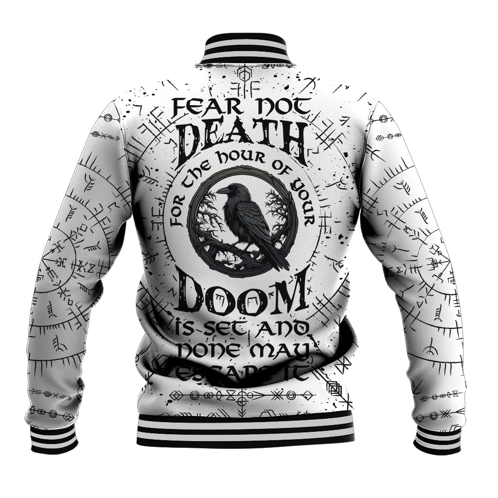 Viking Raven Baseball Jacket Fear Not Death For the Hour Of Your Doom - Wonder Print Shop