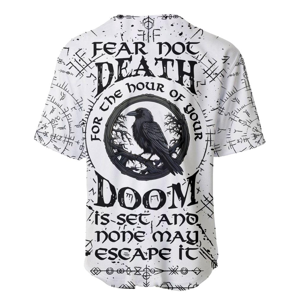 Viking Raven Baseball Jersey Fear Not Death For the Hour Of Your Doom - Wonder Print Shop