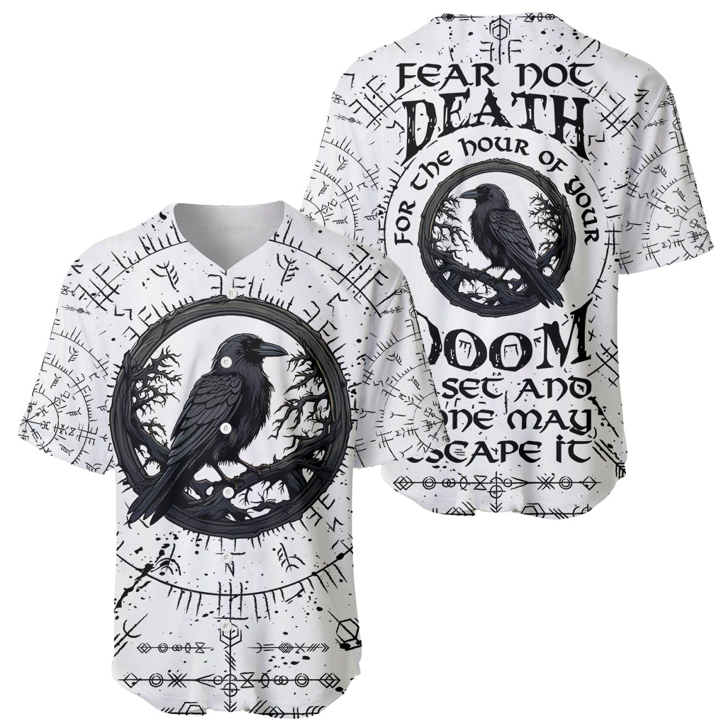 Viking Raven Baseball Jersey Fear Not Death For the Hour Of Your Doom - Wonder Print Shop