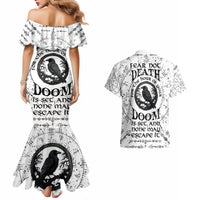 Viking Raven Couples Matching Mermaid Dress and Hawaiian Shirt Fear Not Death For the Hour Of Your Doom - Wonder Print Shop