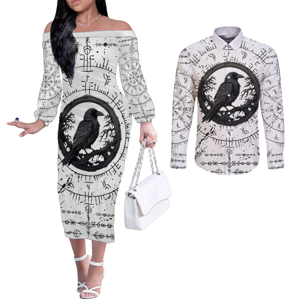 viking-raven-couples-matching-off-the-shoulder-long-sleeve-dress-and-long-sleeve-button-shirts-fear-not-death-for-the-hour-of-your-doom