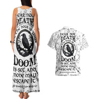 Viking Raven Couples Matching Tank Maxi Dress and Hawaiian Shirt Fear Not Death For the Hour Of Your Doom - Wonder Print Shop