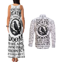 Viking Raven Couples Matching Tank Maxi Dress and Long Sleeve Button Shirts Fear Not Death For the Hour Of Your Doom - Wonder Print Shop